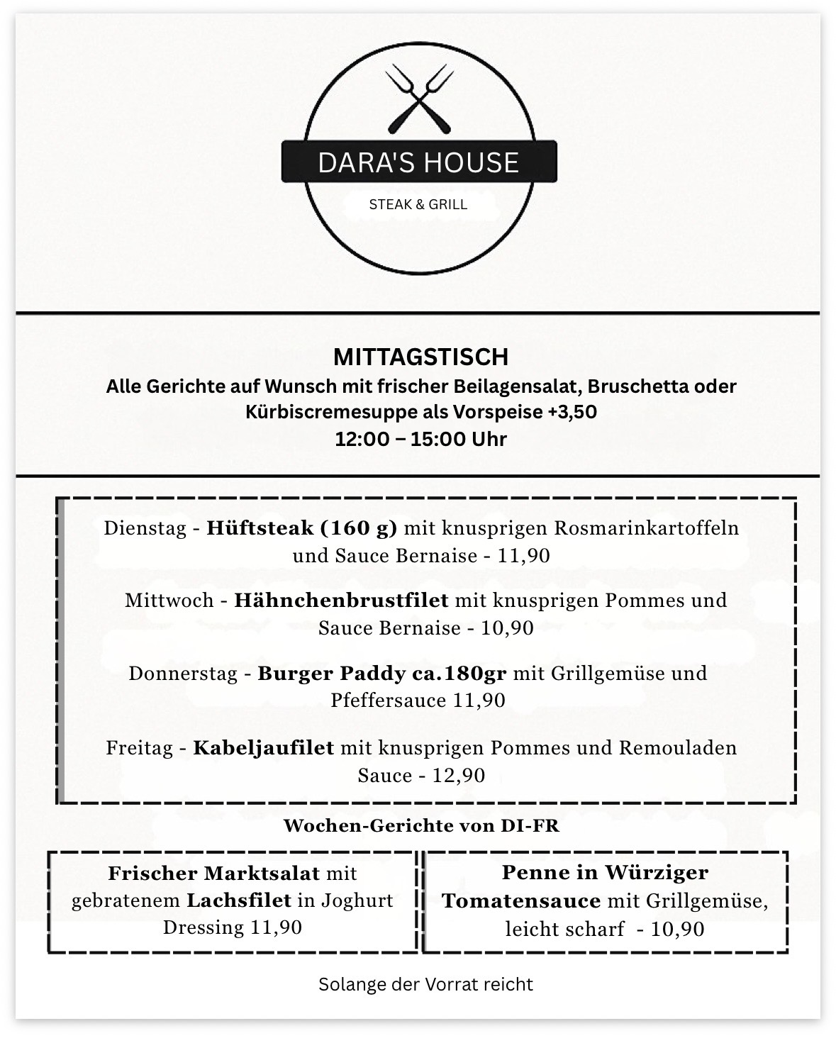 Mittagstisch – Unsere Mittagskarte